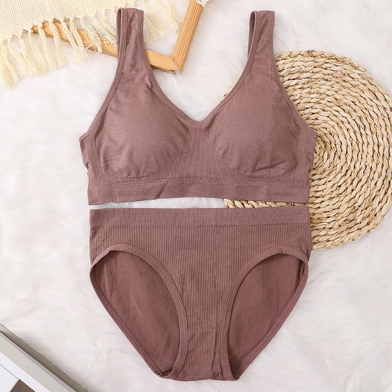 Set sutien fără cusături pentru femei Slip sexy Chiloți cu talie joasă Sutien fără sârmă Bralette Lenjerie Sutien fără fir Set de lenjerie intima pentru femei