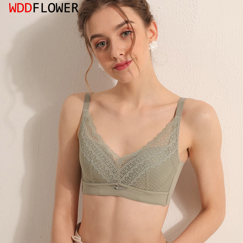Γυναικεία επένδυση από 100% πραγματικό μετάξι με εξωτερικά αφαιρούμενα μαξιλαράκια από ύφασμα δαντέλας καθημερινά Άνετο ασύρματο ασύρματο σουτιέν Bralette TG115