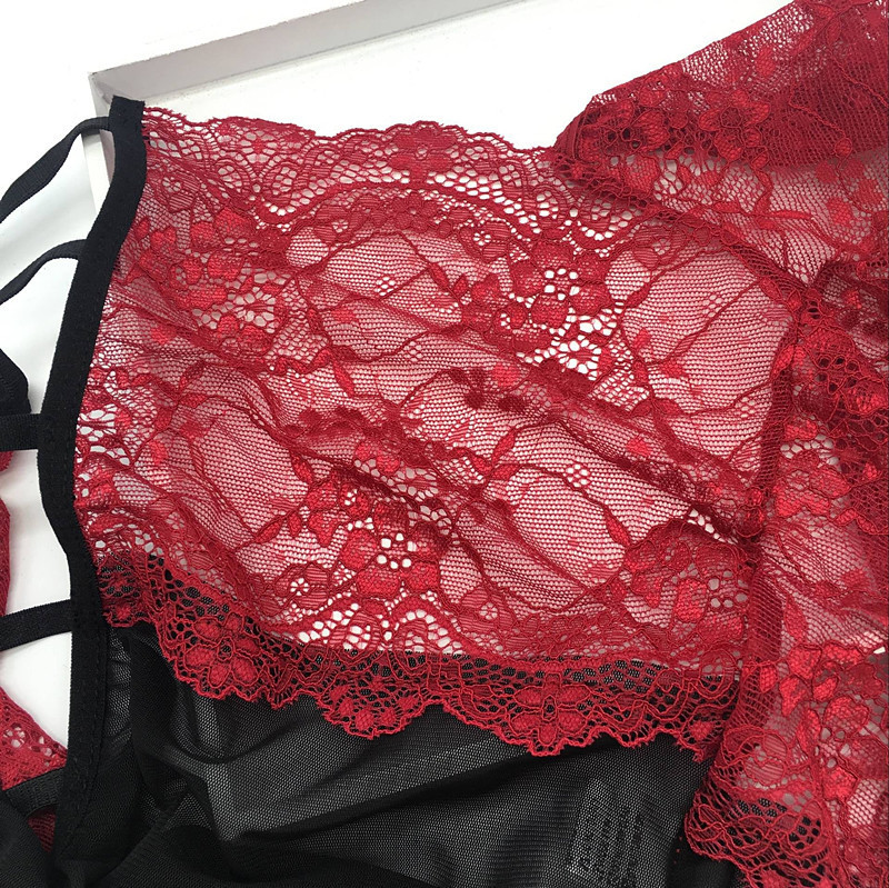 Costum sexy din dantelă cu umăr plat Teddy pentru femei Sexy erotic Lenceria Body Body sexy cu umăr dezactivat Plus Teddy XXL de mărime mare