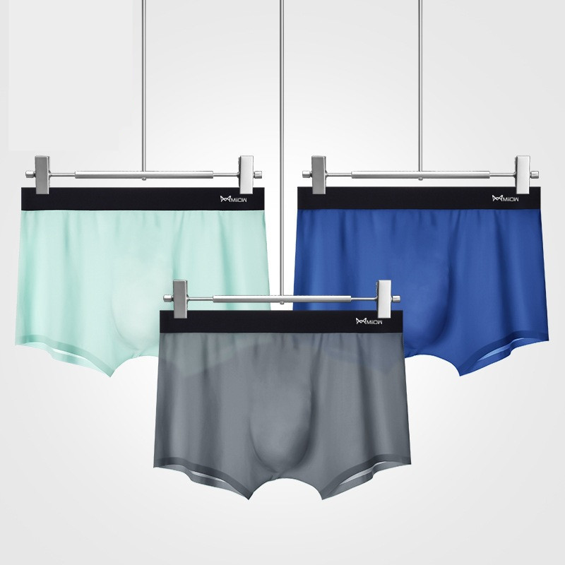 Seksikad meeste bokserid õmblusteta aluspesu aluspüksid meeste riided õhukesed läbipaistvad jääsiidist kott Aluspüksid meeste bokserpüksid suures suuruses