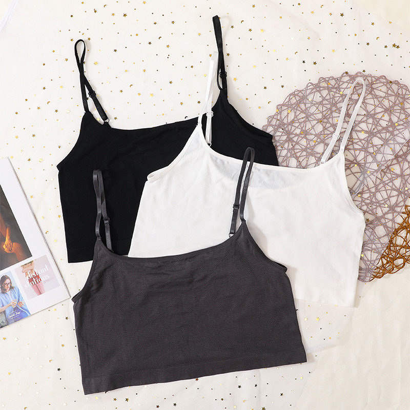 Γυναικεία Crop Tops χωρίς ραφή Εσώρουχα Γυναικεία σέξι σπαγγέτι Tanks Top Summer Basic Cropped Adjusted Strap Camis Backless Camisole