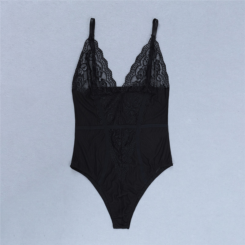 Μαύρα σέξι νέα άφιξη Γυναικεία κορμάκια καλοκαιρινά μπικίνι αμάνικα με λαιμόκοψη V-λαιμόκοψη