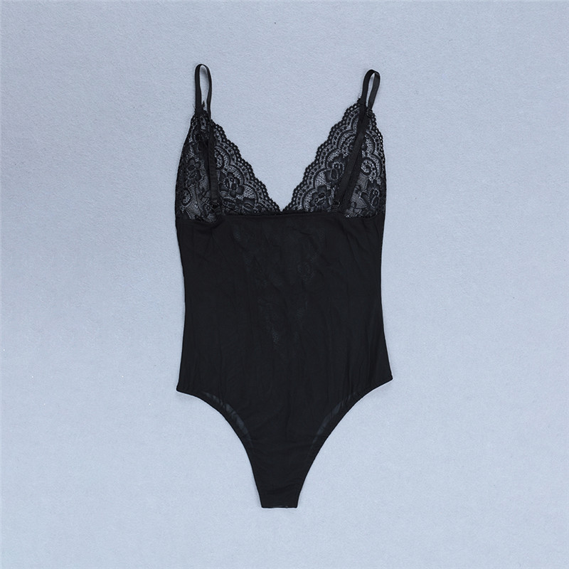 Μαύρα σέξι νέα άφιξη Γυναικεία κορμάκια καλοκαιρινά μπικίνι αμάνικα με λαιμόκοψη V-λαιμόκοψη