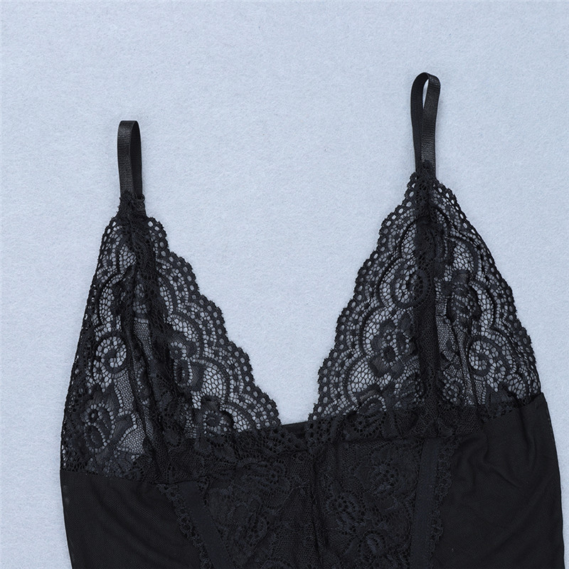 Μαύρα σέξι νέα άφιξη Γυναικεία κορμάκια καλοκαιρινά μπικίνι αμάνικα με λαιμόκοψη V-λαιμόκοψη