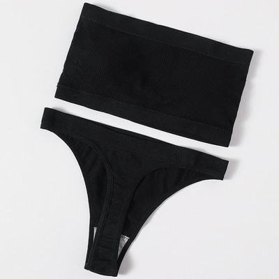 Γυναικείο Σετ σουτιέν χωρίς ραφές Σετ εσωρούχων στράπλες Σέξι βραζιλιάνικο εσώρουχο μπικίνι Push Up Σουτιέν Top Γυναικείο σετ εσωρούχων σουτιέν Rib Bandeau