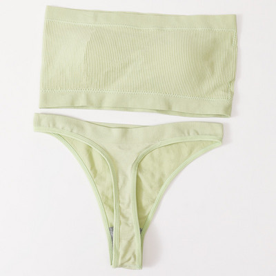 Γυναικείο Σετ σουτιέν χωρίς ραφές Σετ εσωρούχων στράπλες Σέξι βραζιλιάνικο εσώρουχο μπικίνι Push Up Σουτιέν Top Γυναικείο σετ εσωρούχων σουτιέν Rib Bandeau