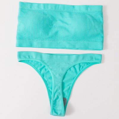 Γυναικείο Σετ σουτιέν χωρίς ραφές Σετ εσωρούχων στράπλες Σέξι βραζιλιάνικο εσώρουχο μπικίνι Push Up Σουτιέν Top Γυναικείο σετ εσωρούχων σουτιέν Rib Bandeau