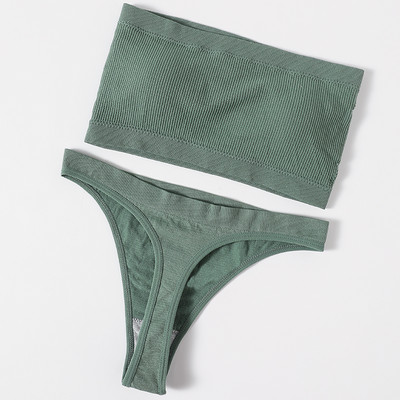 Γυναικείο Σετ σουτιέν χωρίς ραφές Σετ εσωρούχων στράπλες Σέξι βραζιλιάνικο εσώρουχο μπικίνι Push Up Σουτιέν Top Γυναικείο σετ εσωρούχων σουτιέν Rib Bandeau