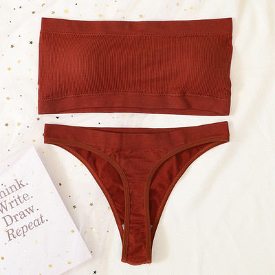 Γυναικείο Σετ σουτιέν χωρίς ραφές Σετ εσωρούχων στράπλες Σέξι βραζιλιάνικο εσώρουχο μπικίνι Push Up Σουτιέν Top Γυναικείο σετ εσωρούχων σουτιέν Rib Bandeau