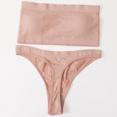 Γυναικείο Σετ σουτιέν χωρίς ραφές Σετ εσωρούχων στράπλες Σέξι βραζιλιάνικο εσώρουχο μπικίνι Push Up Σουτιέν Top Γυναικείο σετ εσωρούχων σουτιέν Rib Bandeau