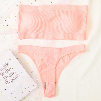 Γυναικείο Σετ σουτιέν χωρίς ραφές Σετ εσωρούχων στράπλες Σέξι βραζιλιάνικο εσώρουχο μπικίνι Push Up Σουτιέν Top Γυναικείο σετ εσωρούχων σουτιέν Rib Bandeau