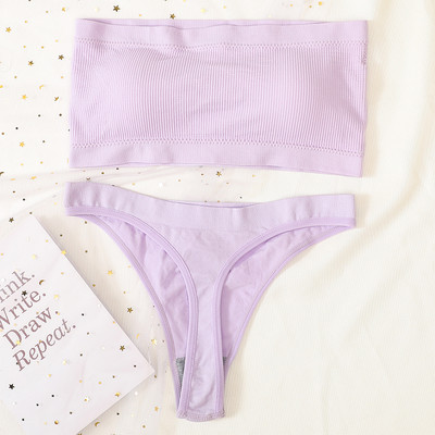 Γυναικείο Σετ σουτιέν χωρίς ραφές Σετ εσωρούχων στράπλες Σέξι βραζιλιάνικο εσώρουχο μπικίνι Push Up Σουτιέν Top Γυναικείο σετ εσωρούχων σουτιέν Rib Bandeau