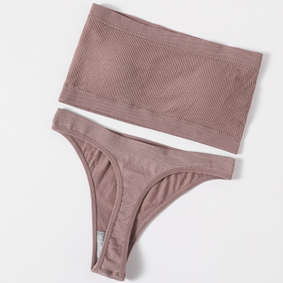 Γυναικείο Σετ σουτιέν χωρίς ραφές Σετ εσωρούχων στράπλες Σέξι βραζιλιάνικο εσώρουχο μπικίνι Push Up Σουτιέν Top Γυναικείο σετ εσωρούχων σουτιέν Rib Bandeau