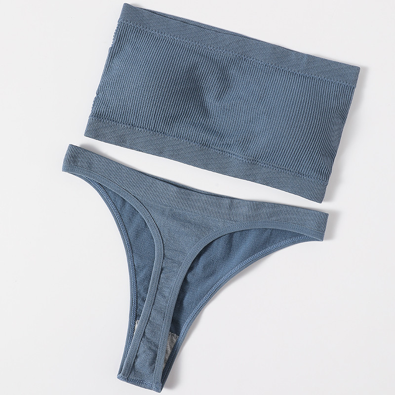 Γυναικείο Σετ σουτιέν χωρίς ραφές Σετ εσωρούχων στράπλες Σέξι βραζιλιάνικο εσώρουχο μπικίνι Push Up Σουτιέν Top Γυναικείο σετ εσωρούχων σουτιέν Rib Bandeau