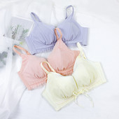 【Ediție limitată】Primăvara și vara Culoare deschisă proaspătă fără lenjerie de corp Femei Sâni mici Se adună Sutien Stil sexy