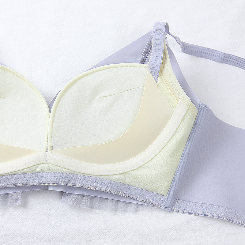 【Ediție limitată】Primăvara și vara Culoare deschisă proaspătă fără lenjerie de corp Femei Sâni mici Se adună Sutien Stil sexy