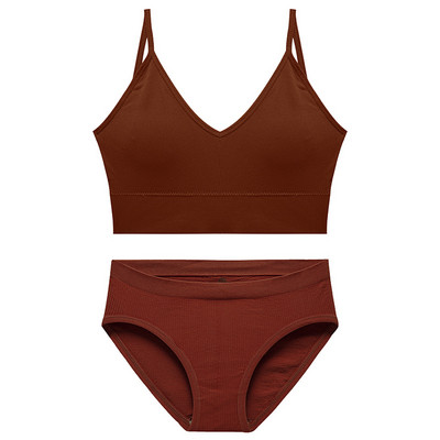 Ženski bešavni grudnjak gaćice Komplet donjeg rublja V-izrez Prugasti bešavni gaćice i grudnjak Set od 2 komada Intimni ženski grudnjak Novo