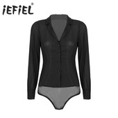 Naiste vabaaja kontorisuvised sügisboidid alla keeratava kraega pikkade varrukatega nööbiga särk Body, tööpluus, top