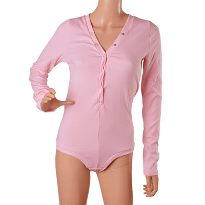 2020 Νέο μακρυμάνικο, σέξι κορμάκι, λεπτή φόρμα, βαμβακερή ρόμπα, μπούστο γυναικείο κοντό Playsuit Plus μεγέθη