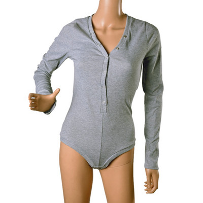 2020 Νέο μακρυμάνικο, σέξι κορμάκι, λεπτή φόρμα, βαμβακερή ρόμπα, μπούστο γυναικείο κοντό Playsuit Plus μεγέθη