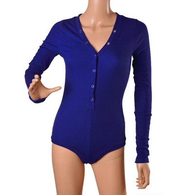 2020 Νέο μακρυμάνικο, σέξι κορμάκι, λεπτή φόρμα, βαμβακερή ρόμπα, μπούστο γυναικείο κοντό Playsuit Plus μεγέθη