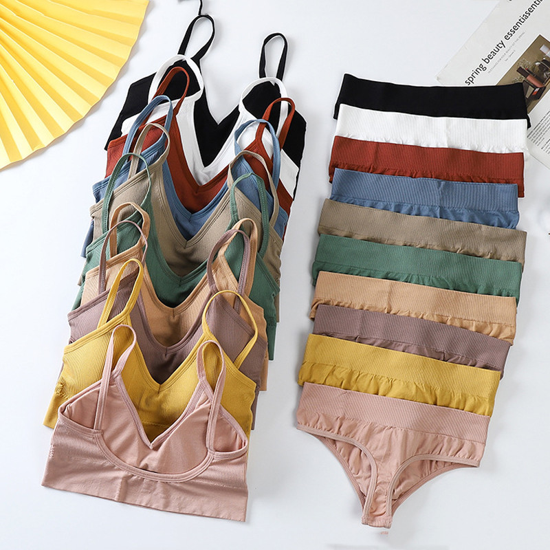 Set de sutien fără sudură pentru femei, tanga sexy, chiloți cu talie joasă, sutien fără sârmă, lenjerie, sutien fără fir, lenjerie de corp pentru femeie din bumbac