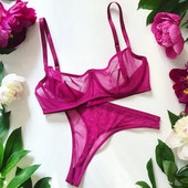 Secret Sexy Lenjerie Mesh Set de sutien transparent fără cusături Set de lenjerie de corp pentru femei.