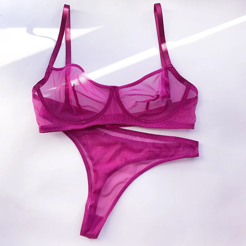 Secret Sexy Lenjerie Mesh Set de sutien transparent fără cusături Set de lenjerie de corp pentru femei.