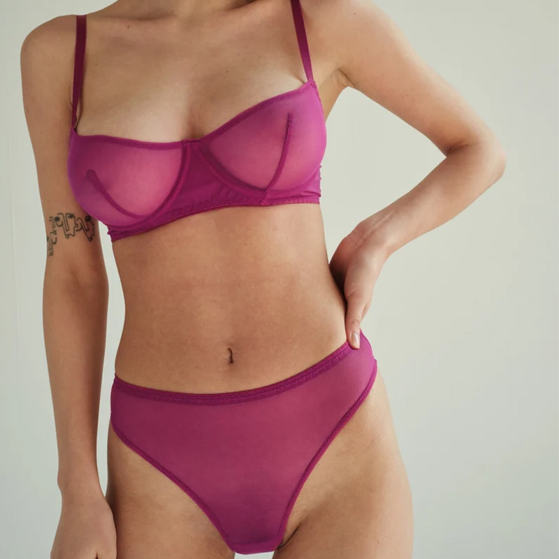 Secret Sexy Lenjerie Mesh Set de sutien transparent fără cusături Set de lenjerie de corp pentru femei.