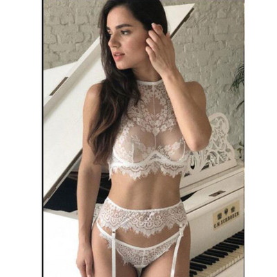 3 tk/komplekt naiste intiimne sexo läbipaistev pitsist rinnahoidja+ sukapael+ stringid seksikas pesu erootiline kuum