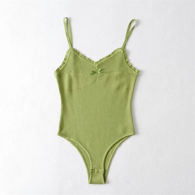 Body din tricot cu design corset pentru femei, cu fundă de panglică