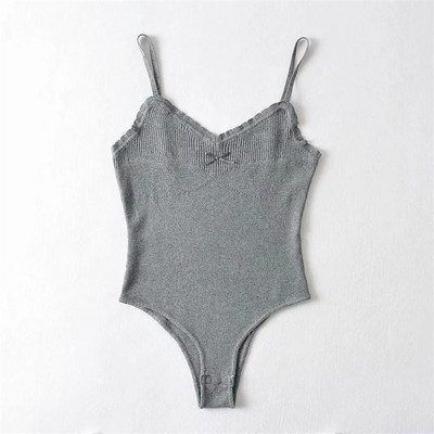 Body din tricot cu design corset pentru femei, cu fundă de panglică