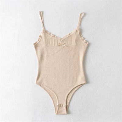 Body din tricot cu design corset pentru femei, cu fundă de panglică