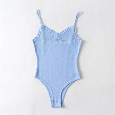 Body din tricot cu design corset pentru femei, cu fundă de panglică