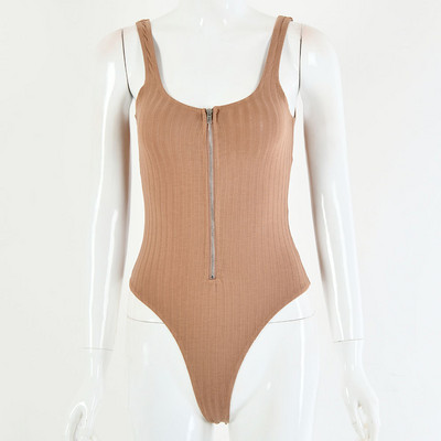 Body skinny Slergiri, cu decolteu în V adânc, cu fermoar, pentru femei, vară, fără spate, sexy, fără mâneci, haine de club pentru femei, haine solide