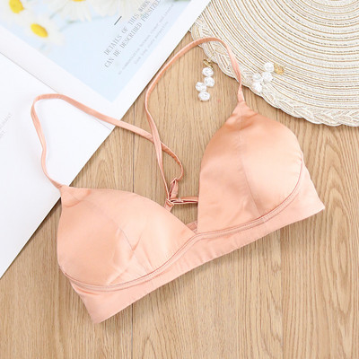 Naiste siidist rinnahoidja 92% siidist 8% spandeksist 19 ema, satiinsiid, õhuke tüüp, juhtmevaba, juhtmevaba igapäevaseks kandmiseks kasutatavad rinnahoidjad Bralette SML XL TA020