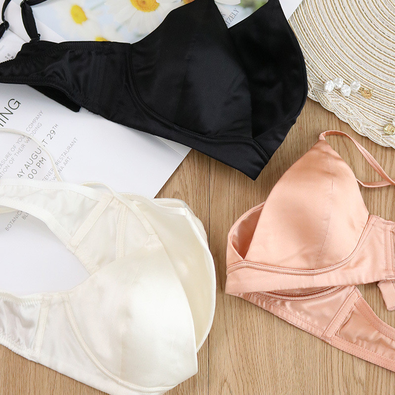 Naiste siidist rinnahoidja 92% siidist 8% spandeksist 19 ema, satiinsiid, õhuke tüüp, juhtmevaba, juhtmevaba igapäevaseks kandmiseks kasutatavad rinnahoidjad Bralette SML XL TA020