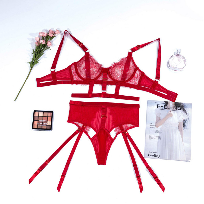 Σέξι εσώρουχα για γυναίκες Δαντελένιο σουτιέν και σετ εσώρουχα Προοπτική σεξ Ερωτικά κοστούμια Σετ εσώρουχα Φόρεμα