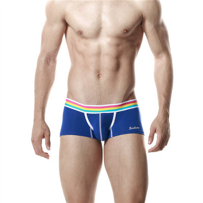 SEOBEAN Lenjerie de corp din bumbac pentru bărbați noi, pantaloni scurți sexy cu talie joasă Boxeri confortabili, fără sudură, respirabili