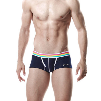 SEOBEAN Lenjerie de corp din bumbac pentru bărbați noi, pantaloni scurți sexy cu talie joasă Boxeri confortabili, fără sudură, respirabili