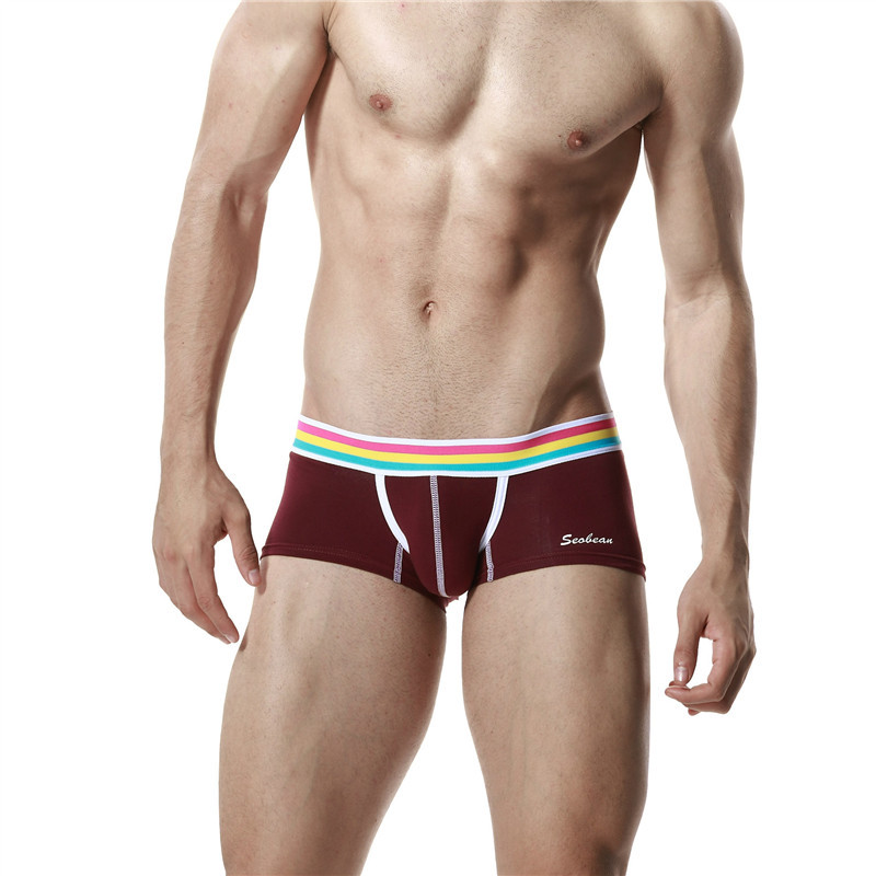 SEOBEAN Lenjerie de corp din bumbac pentru bărbați noi, pantaloni scurți sexy cu talie joasă Boxeri confortabili, fără sudură, respirabili