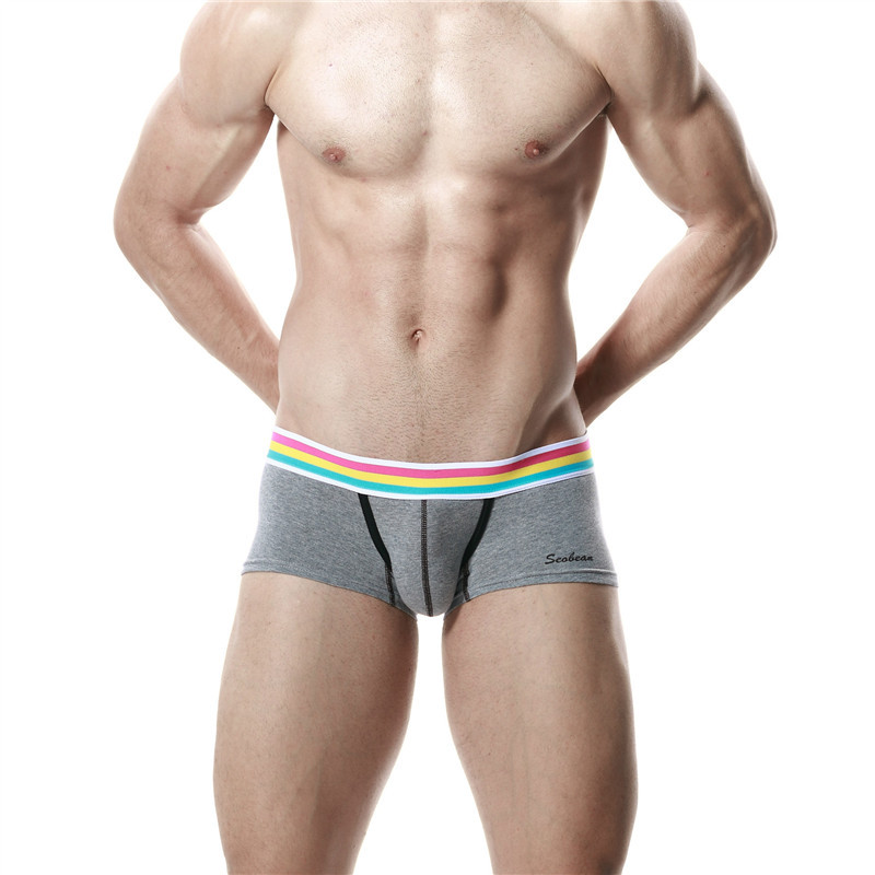 SEOBEAN Lenjerie de corp din bumbac pentru bărbați noi, pantaloni scurți sexy cu talie joasă Boxeri confortabili, fără sudură, respirabili