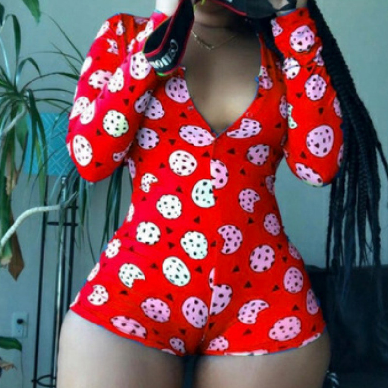 Salopete sexy pentru femei, pijamale cu decolteu adânc în V, cu imprimeu de vară, ocazional, cu nasturi, crop topuri, salopete, pantaloni scurți, trening elastic