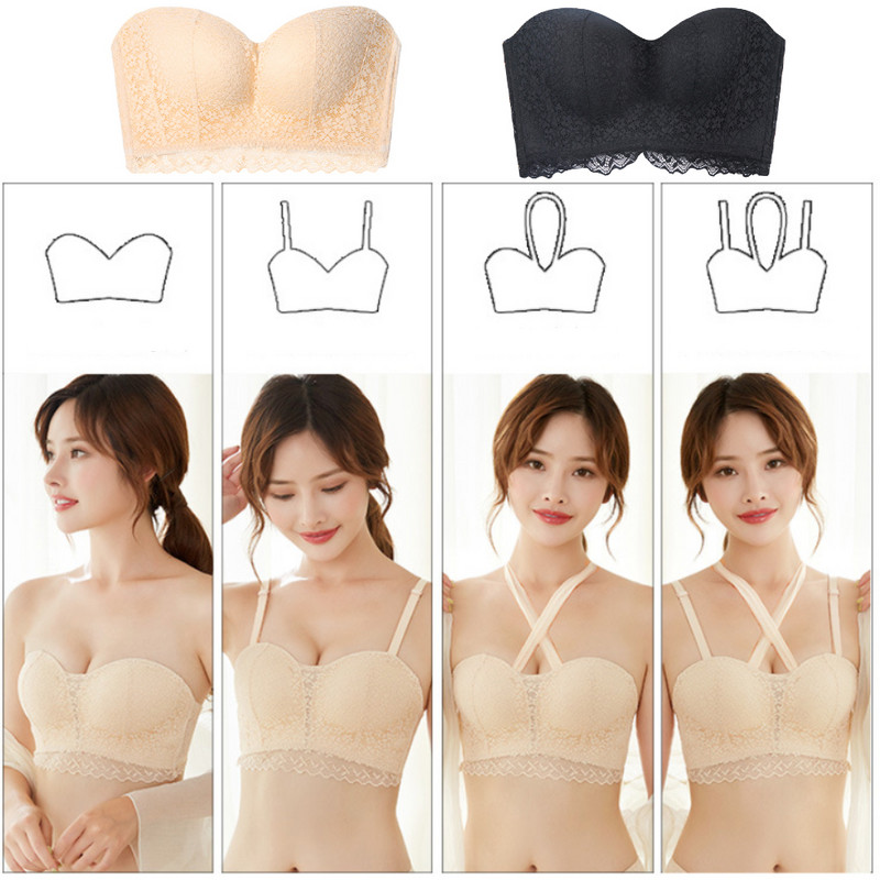 Στράπλες Σουτιέν Σουτιέν χωρίς ραφές Push Up Σουτιέν Ασύρματο μπλουζάκι με σωλήνα Bralette Σέξι γυναίκες Γάμος χωρίς κόκαλα αόρατο μπαντό
