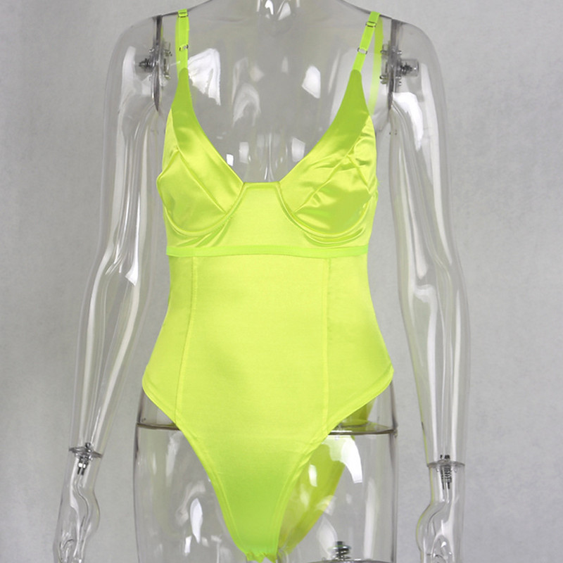 Γυναικεία σέξι σφεντόνα με βαθύ V λαιμόκοψη Αμάνικο κορμάκι Stretch Leotard Γυναικείο μπλουζάκι Leotard Skinny Jumpsuit Κίτρινο ροζ κόκκινο