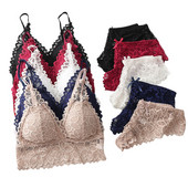 Set de sutien din dantelă pentru femei Set sutien și chiloți în V adânc din dantelă Lenjerie de corp fără cusături Broderie Intimate Set de lenjerie sexy pentru femei