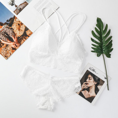 Set de sutien din dantelă pentru femei Set sutien și chiloți în V adânc din dantelă Lenjerie de corp fără cusături Broderie Intimate Set de lenjerie sexy pentru femei