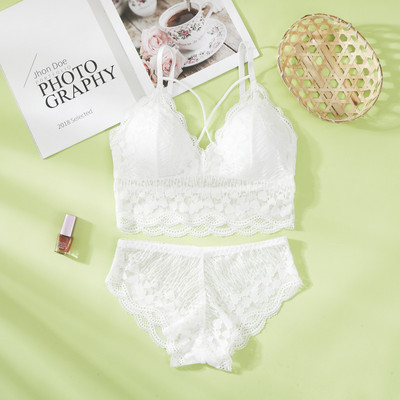 Set de sutien din dantelă pentru femei Set sutien și chiloți în V adânc din dantelă Lenjerie de corp fără cusături Broderie Intimate Set de lenjerie sexy pentru femei