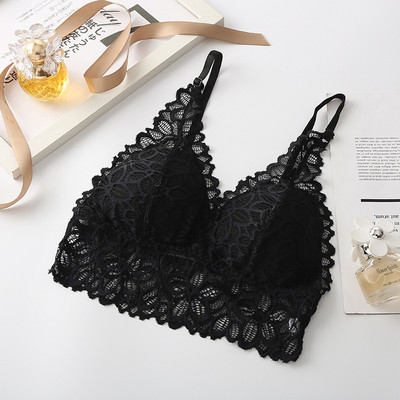 Set de sutien din dantelă pentru femei Set sutien și chiloți în V adânc din dantelă Lenjerie de corp fără cusături Broderie Intimate Set de lenjerie sexy pentru femei