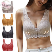 Sutien sport cu fermoar în față pentru femei Push Up Sutien fără sârmă, respirabil, căptușit ușor, sutien sexy din dantelă